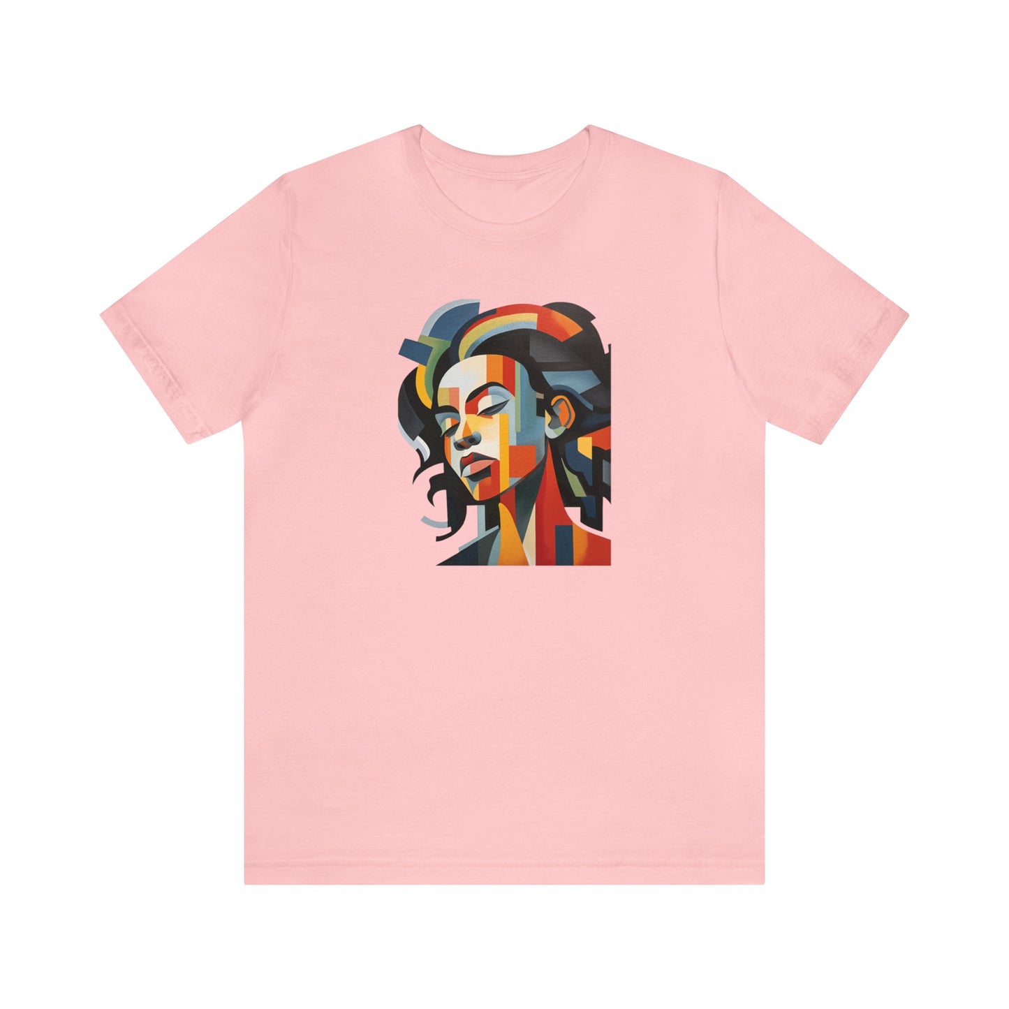 Unisex Cotton T-shirt with Abstract Cubism Style Woman, T-Shirt Cotton Tee for Art Lovers and Black, Pan-African Culture