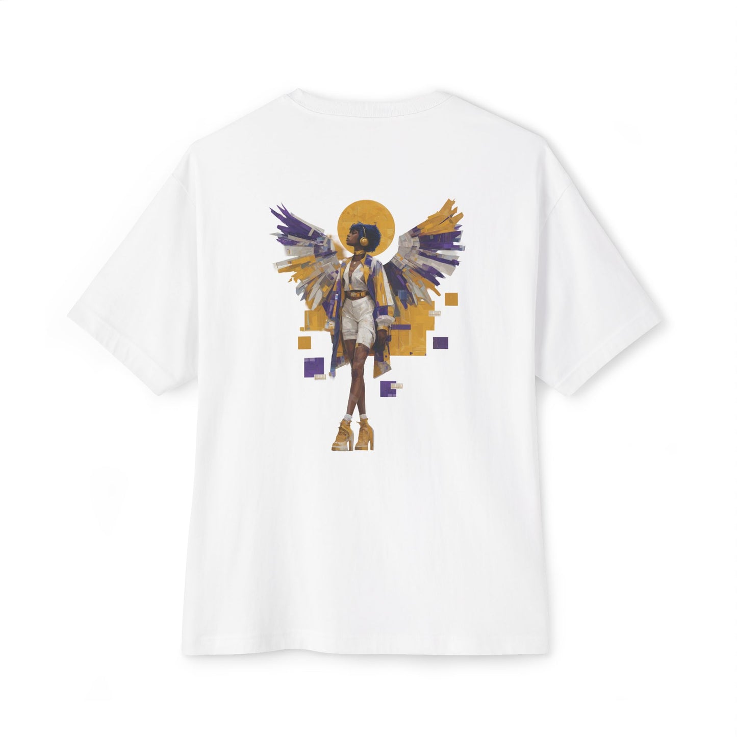 Oversized Unisex Streetwear TShirt | Spiritual by Nature Angel Art Tee | Afrocentric Graphic Back Design, Artistic Vibe Tshirt | Relaxed Fit