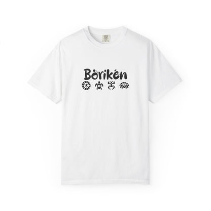 Borikén T-Shirt with Taíno Petroglyph Symbols | Puerto Rico Indigenous Tee | Caribbean Cultural Heritage Shirt