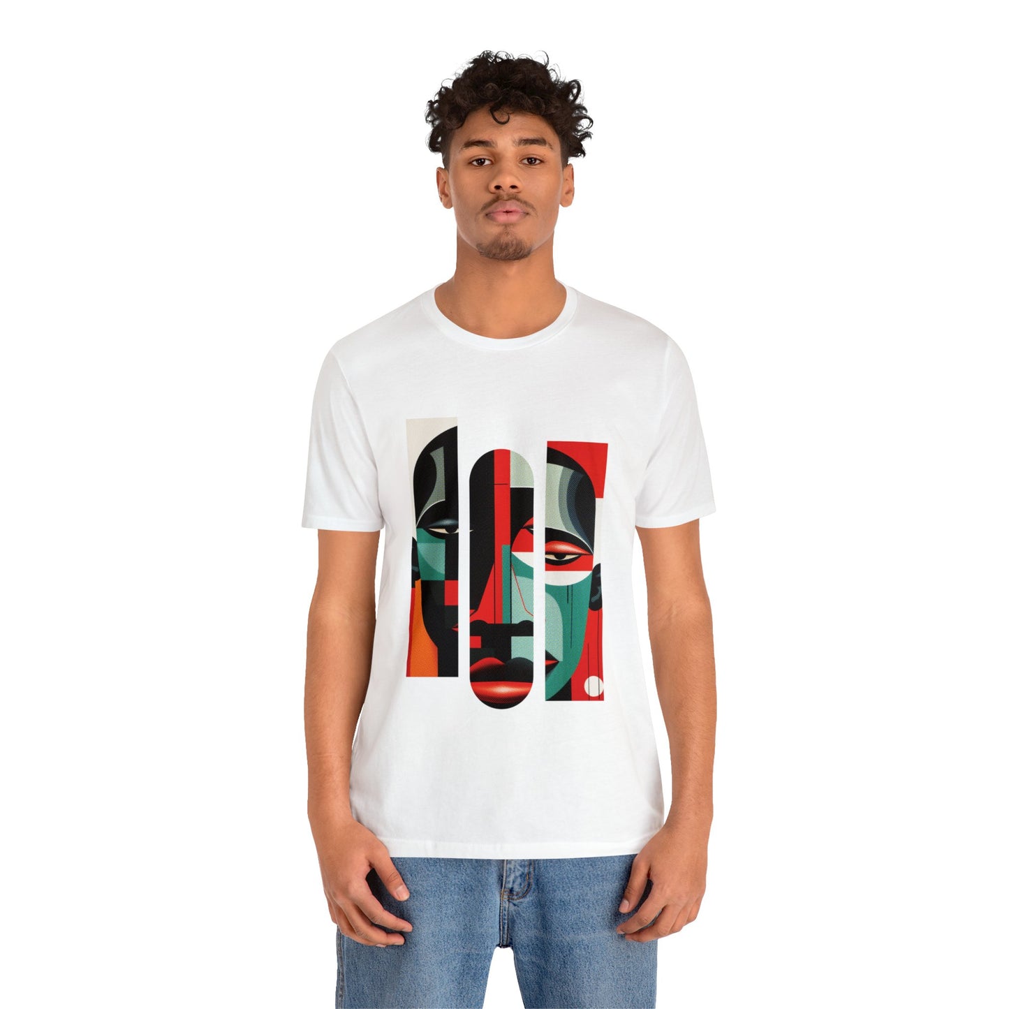 Graphic Tshirt, Unique Abstract Cubism Style Graphic T-Shirt Cotton Tee for Art Lovers and African American Cultural Enthusiasts