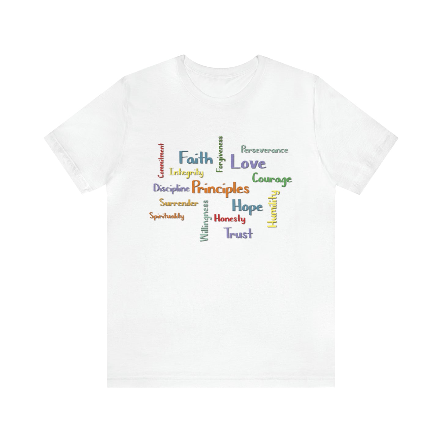 Graphic Tee, Graphic T-shirt, Spiritual Principles of Recovery, Word Cloud Design, Gift for Recovery or Sober Anniversary