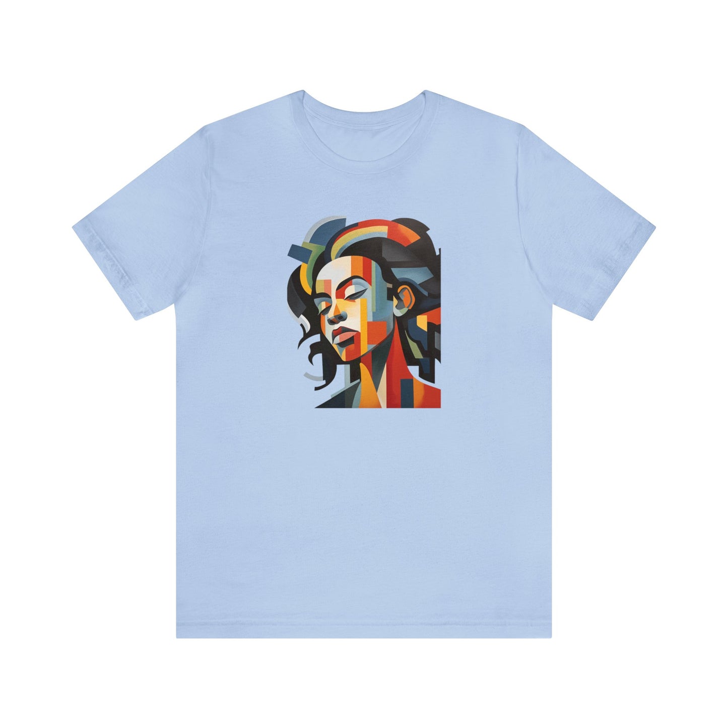 Unisex Cotton T-shirt with Abstract Cubism Style Woman, T-Shirt Cotton Tee for Art Lovers and Black, Pan-African Culture