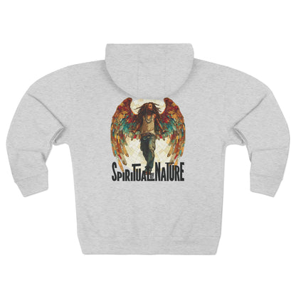 Bohemian Angel Wing Zip Hoodie Back Graphic - Cozy Unisex Sweatshirt, Gift for Art Lovers, Unique Warm Layer, Perfect for Festivals & Everyday Wear