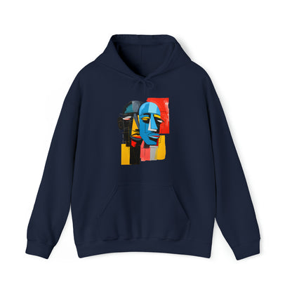 Unisex Hoodie Art on Apparel with "Cubist Echoes: Abstract Twin Profiles"