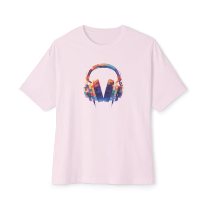 Pop Art Style Headphones, Unisex Oversized Boxy Tee in 6 Colors