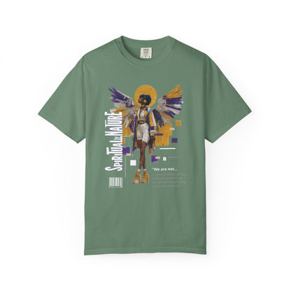 Spiritual by Nature Angel Tee | Urban Collage Art Shirt, Full Front Graphic, Comfort Colors Streetwear, Divine Energy Tshirt