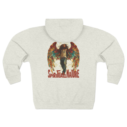 Bohemian Angel Wing Zip Hoodie Back Graphic - Cozy Unisex Sweatshirt, Gift for Art Lovers, Unique Warm Layer, Perfect for Festivals & Everyday Wear