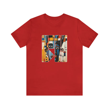 Graphic Tshirt, Abstract Cubism Style Graphic T-Shirt Cotton Tee for Art Lovers and African American Cultural Enthusiasts