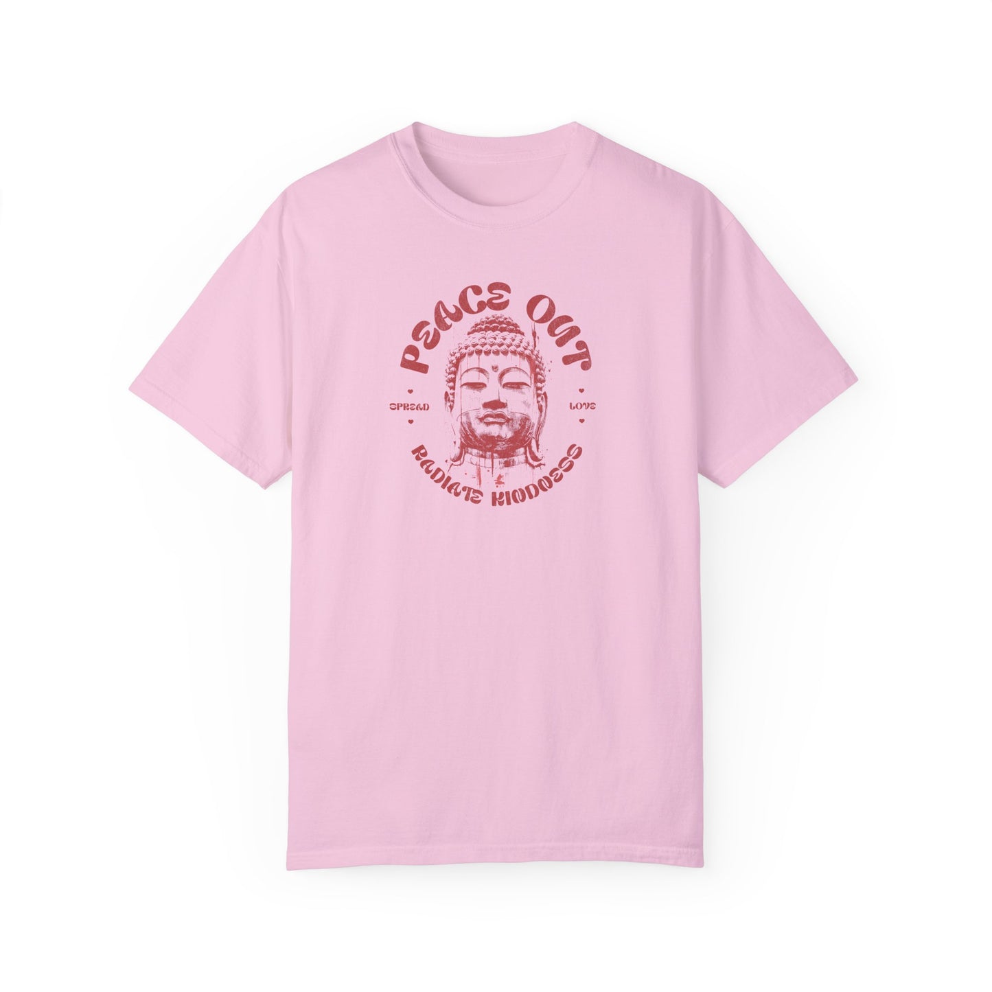 Unisex Peace Out Buddha T-Shirt - Relaxed Fit, Garment-Dyed, Ideal for Spiritual Vibes