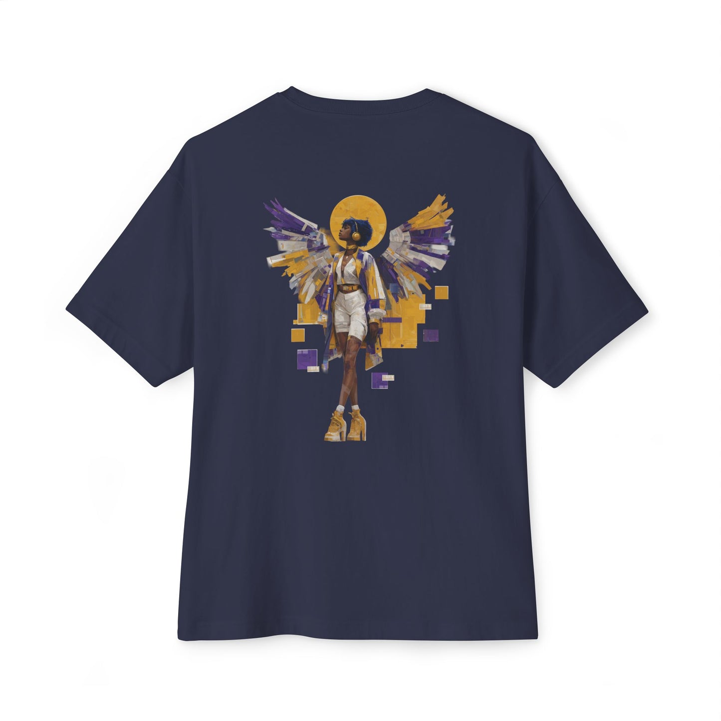 Oversized Unisex Streetwear TShirt | Spiritual by Nature Angel Art Tee | Afrocentric Graphic Back Design, Artistic Vibe Tshirt | Relaxed Fit