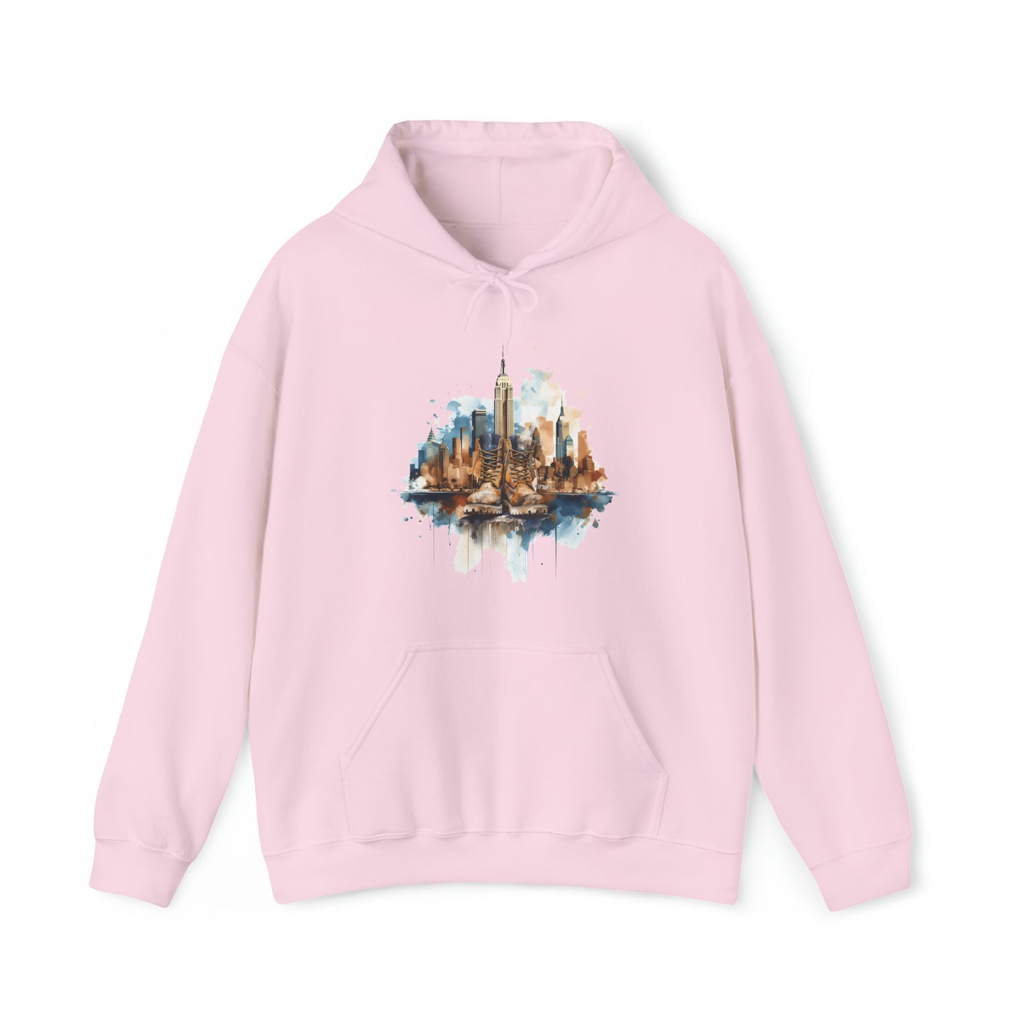 Unisex Hoodie Art on Apparel with City Pulse: Urban Tapestry Boots on New York Skyline