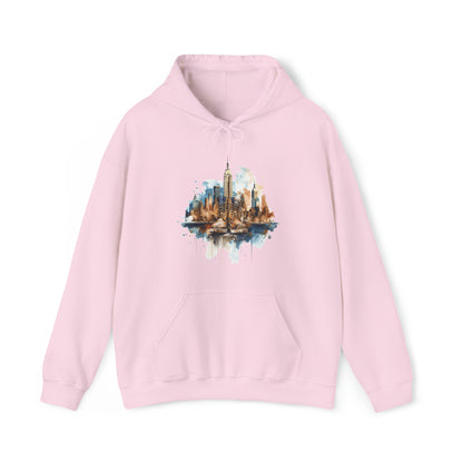 Unisex Hoodie Art on Apparel with City Pulse: Urban Tapestry Boots on New York Skyline