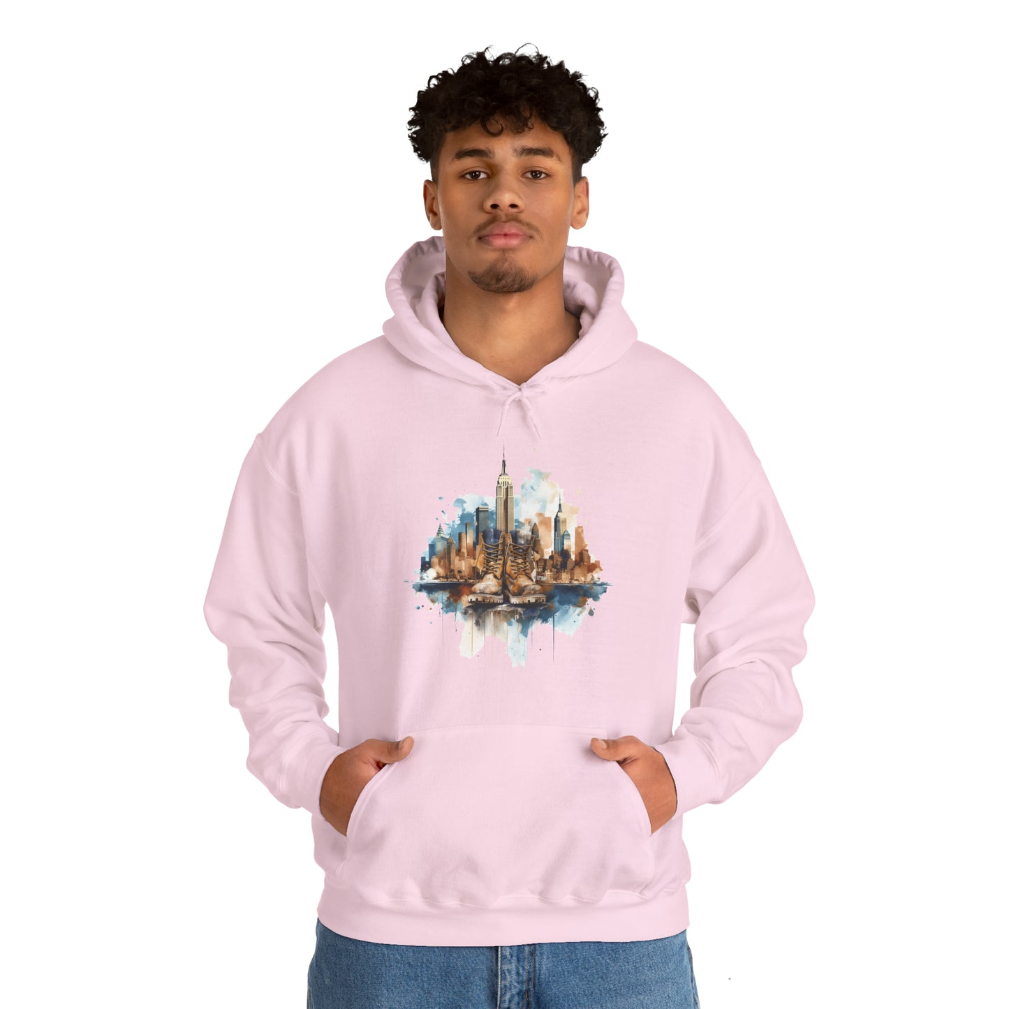 Unisex Hoodie Art on Apparel with City Pulse: Urban Tapestry Boots on New York Skyline