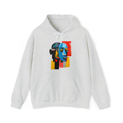 Unisex Hoodie Art on Apparel with "Cubist Echoes: Abstract Twin Profiles"