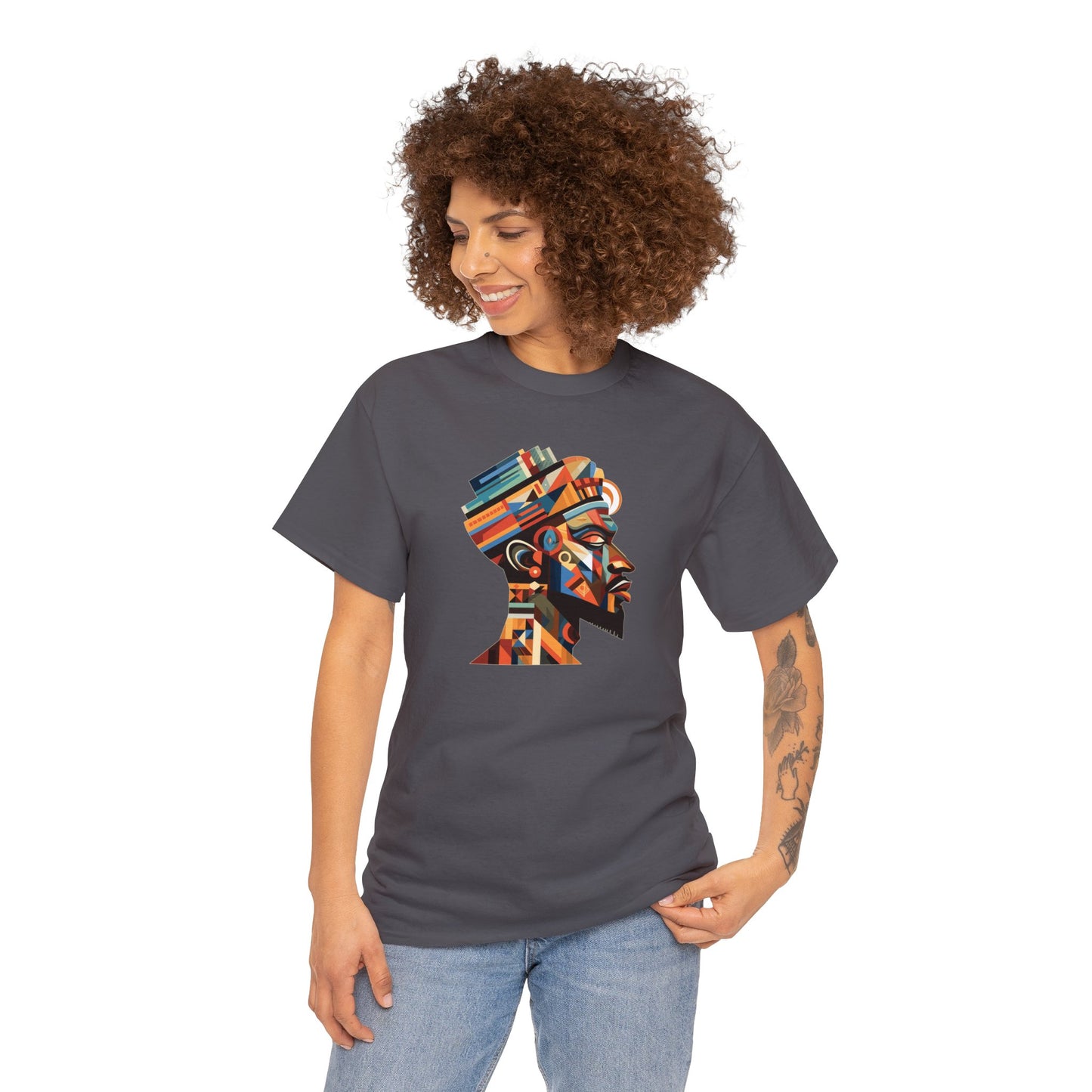 African King Cubist Art on a Unisex Heavy Cotton Tee