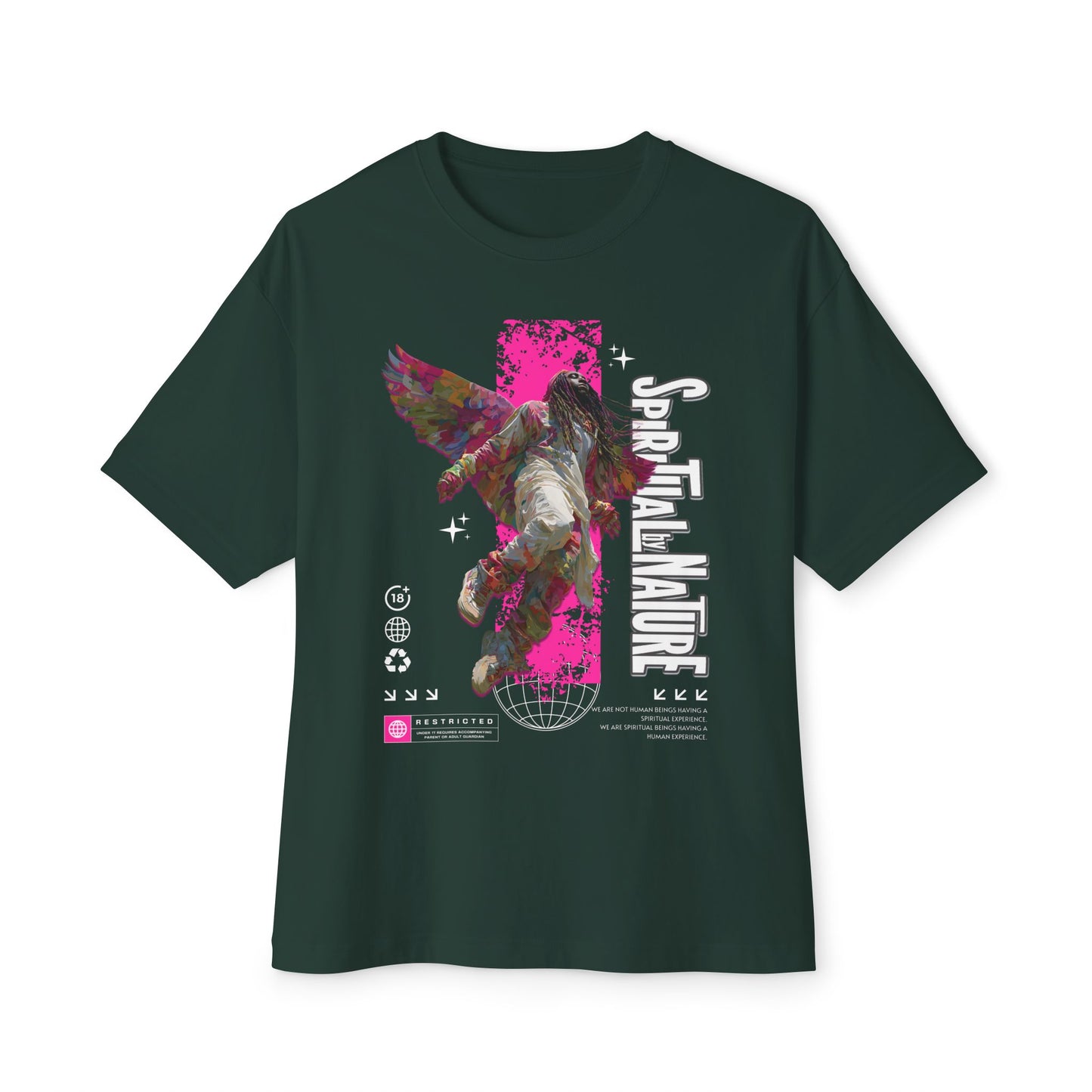 Angel Wings Oversized Boxy Tee | Bella Canvas 3010 | Unisex Cotton Streetwear | Black Pink