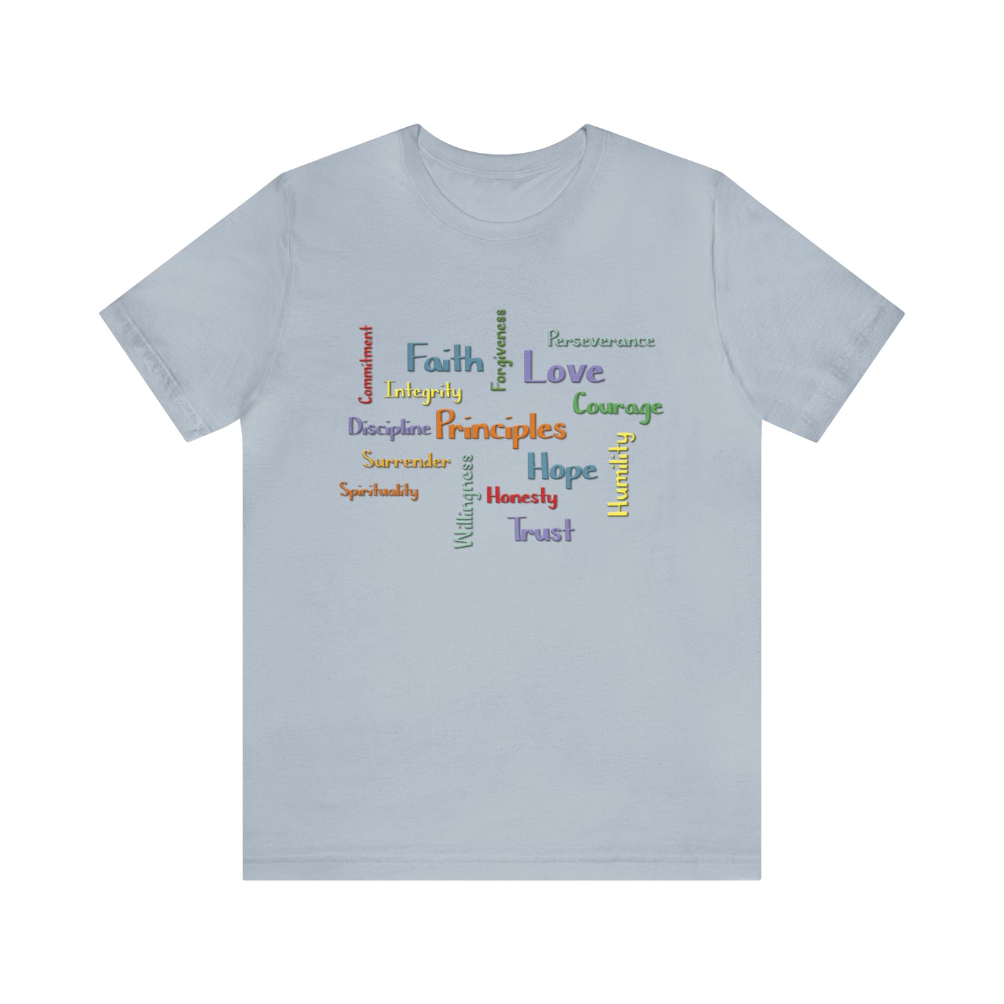 Graphic Tee, Graphic T-shirt, Spiritual Principles of Recovery, Word Cloud Design, Gift for Recovery or Sober Anniversary