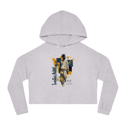 Women's Cropped Hooded Sweatshirt with Angel Graphic - Spiritual by Nature, Street Wear, Urban Style, Stylish Layering, Women's Fashion, Trendy Gift for Her