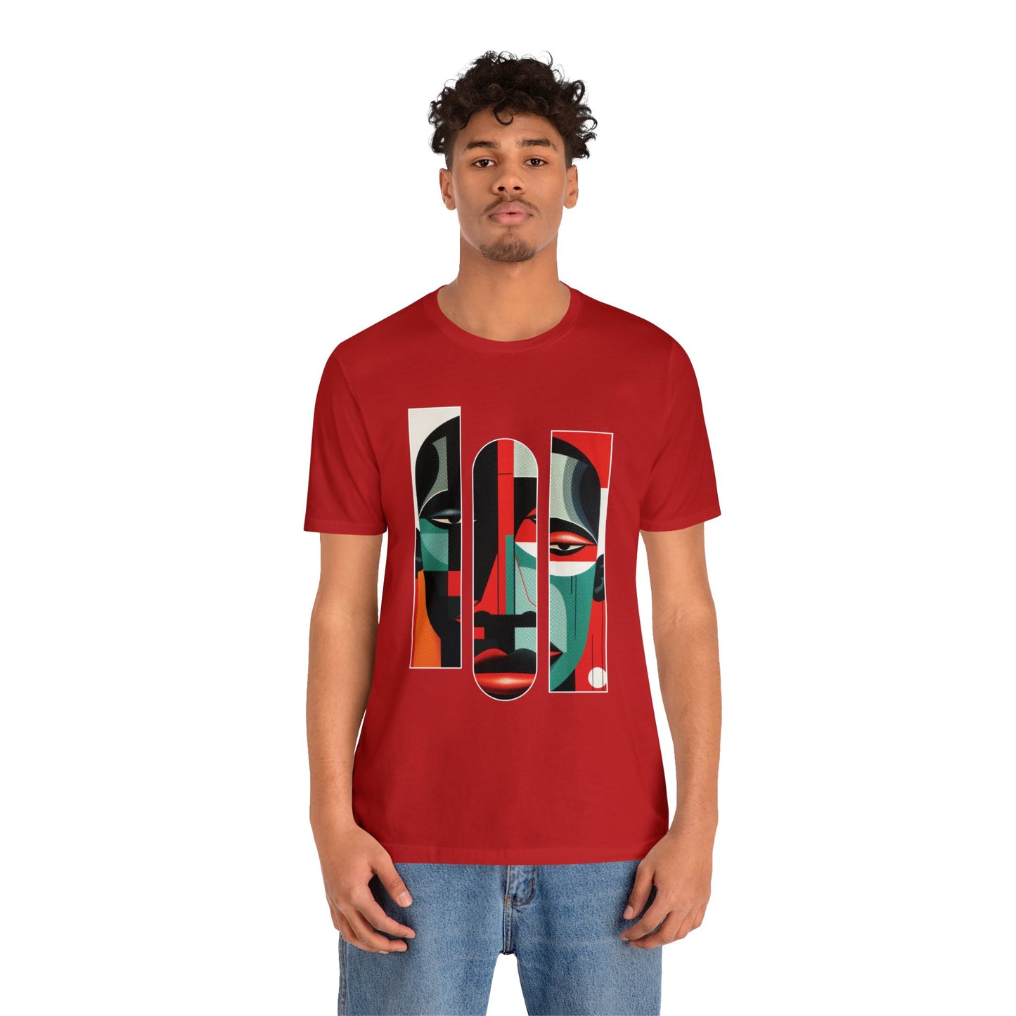 Graphic Tshirt, Unique Abstract Cubism Style Graphic T-Shirt Cotton Tee for Art Lovers and African American Cultural Enthusiasts