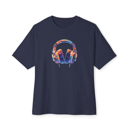 Pop Art Style Headphones, Unisex Oversized Boxy Tee in 6 Colors