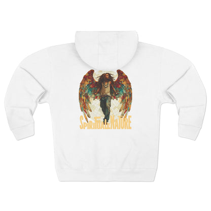 Bohemian Angel Wing Zip Hoodie Back Graphic - Cozy Unisex Sweatshirt, Gift for Art Lovers, Unique Warm Layer, Perfect for Festivals & Everyday Wear
