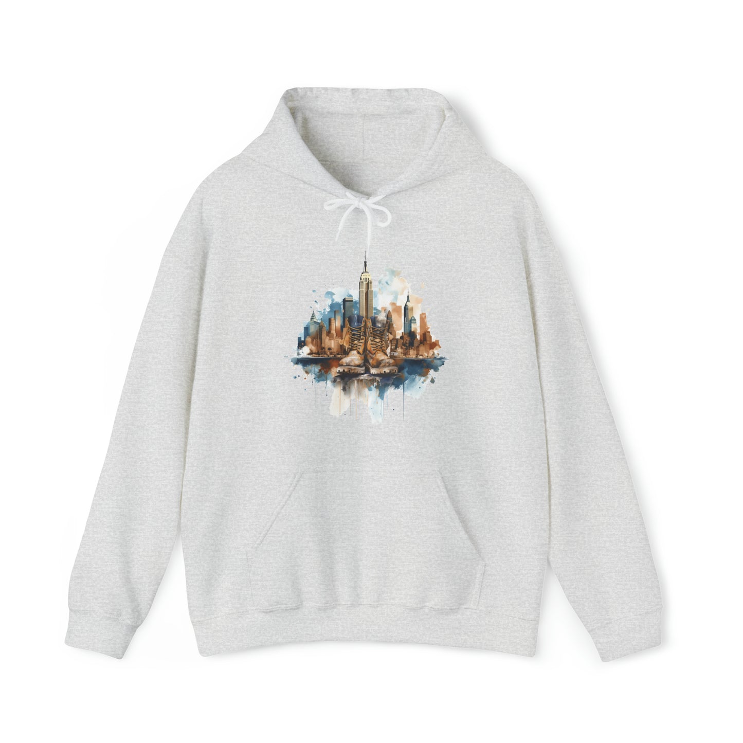 Unisex Hoodie Art on Apparel with City Pulse: Urban Tapestry Boots on New York Skyline