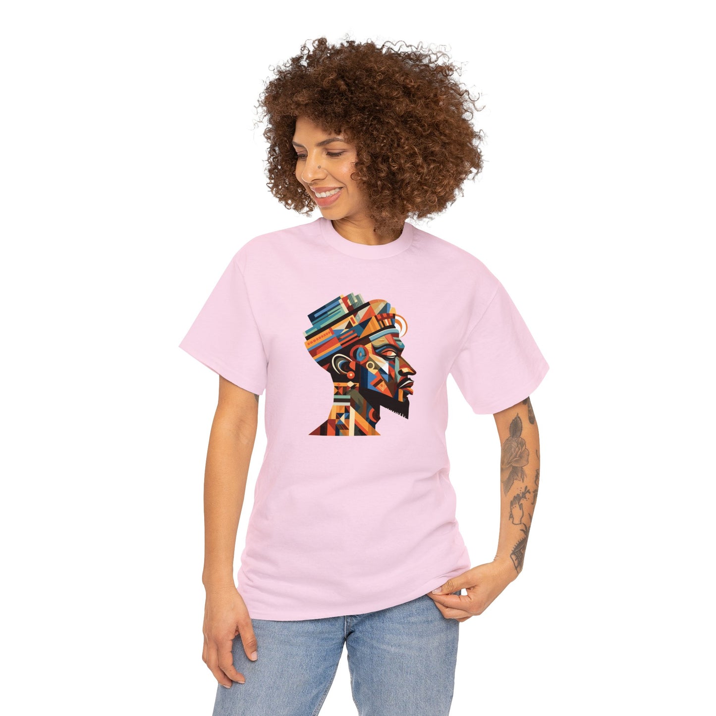 African King Cubist Art on a Unisex Heavy Cotton Tee