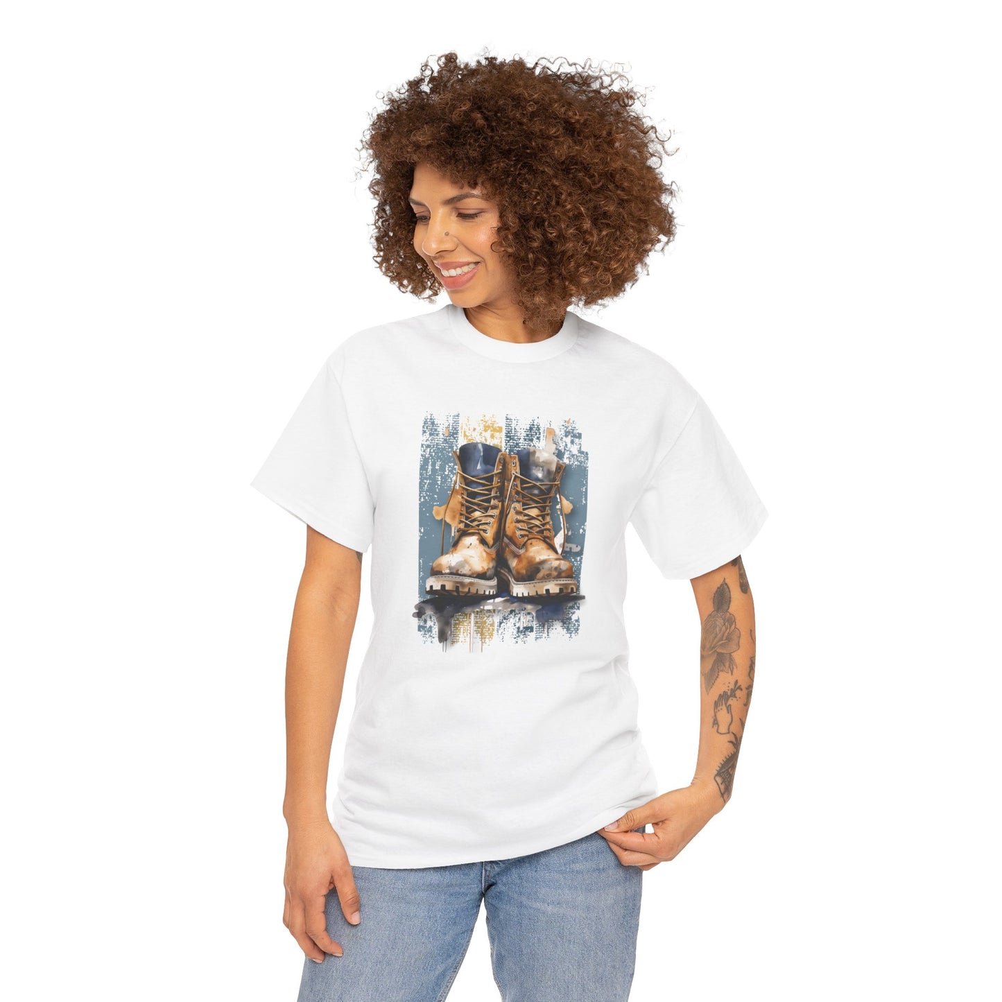 Urban Boots, Tim Style Unisex T-shirt, Art on Apparel with a City Lifestyle - Grunge Aesthetic Tee, Streetwear top