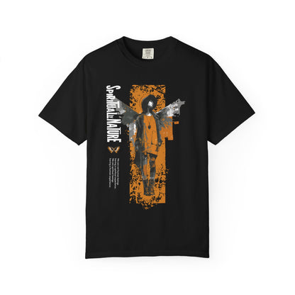Spiritual by Nature Unisex Tee, Angel Graphic T-Shirt, Street Gear, Boho Top, Artistic Garment-Dyed T-Shirt, Vintage Style Urban Streetwear