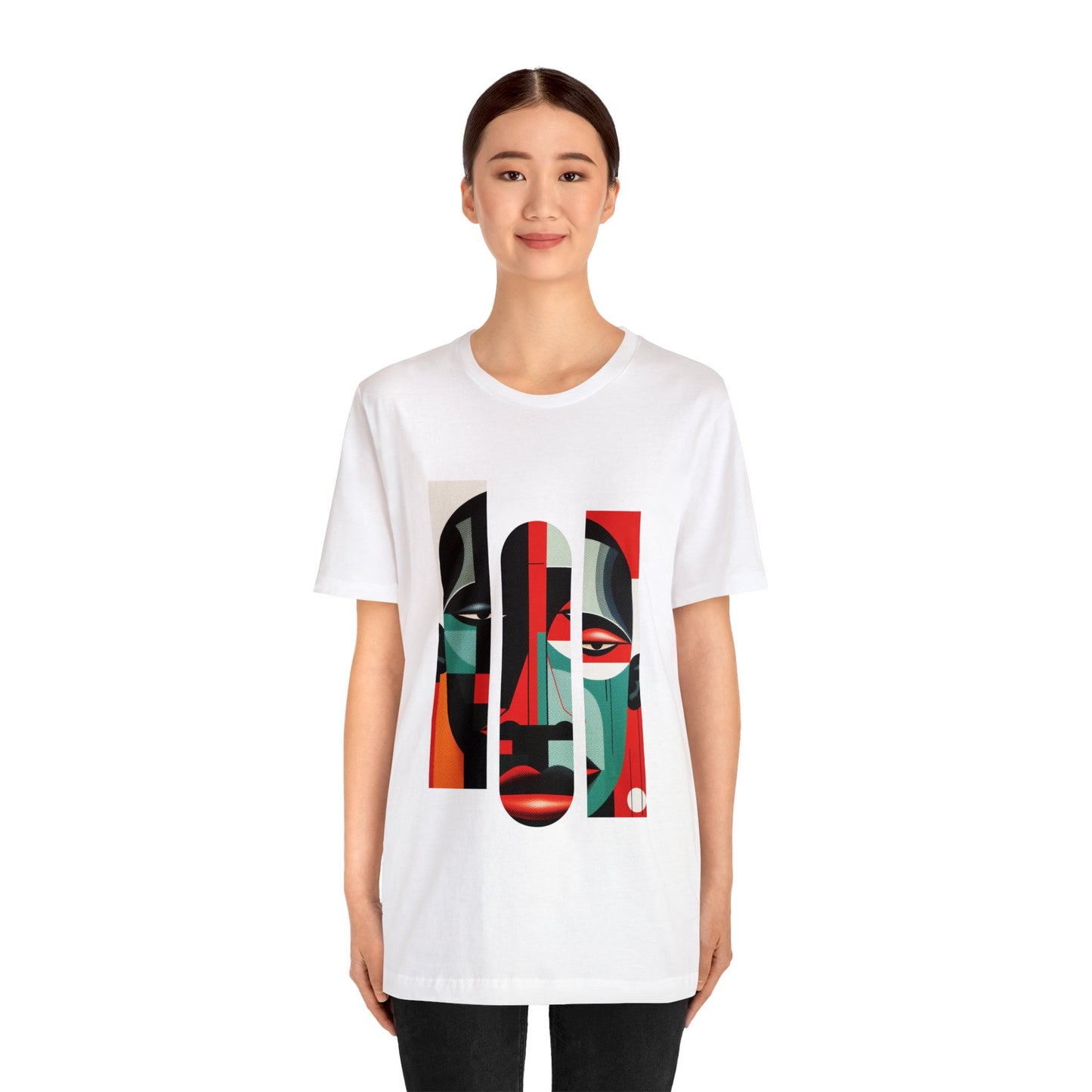 Graphic Tshirt, Unique Abstract Cubism Style Graphic T-Shirt Cotton Tee for Art Lovers and African American Cultural Enthusiasts