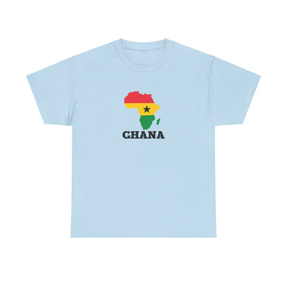 Africa Unisex Jersey Tee with the African Continent in the Ghanaian flag colors, Gift Top, cotton t-shirt, African Summer Shirt, Ghana Trip tshirt