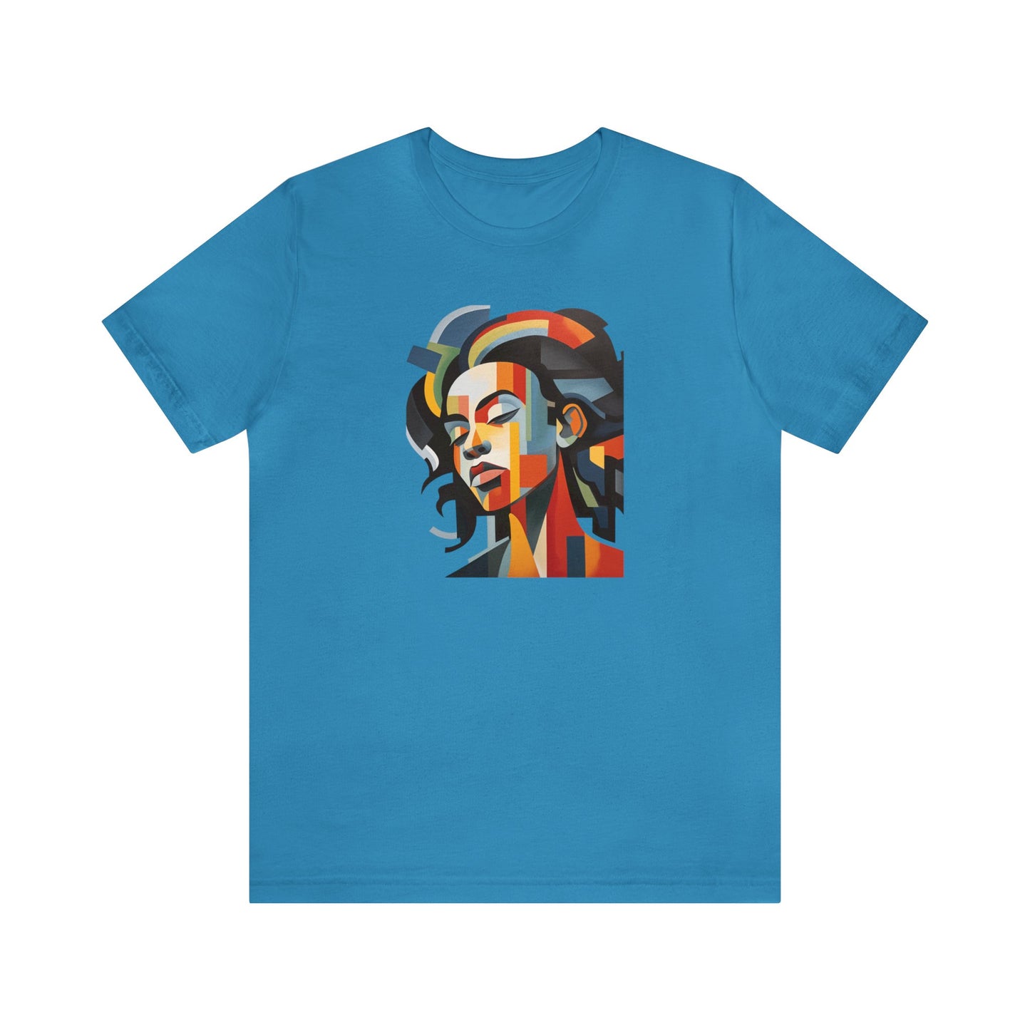 Unisex Cotton T-shirt with Abstract Cubism Style Woman, T-Shirt Cotton Tee for Art Lovers and Black, Pan-African Culture