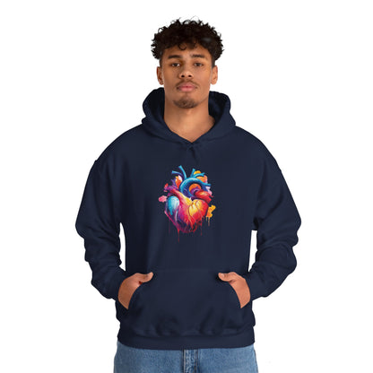 Unisex Hoodie Sweatshirt with Unique Abstract Style Heart Graphic for Art Lovers