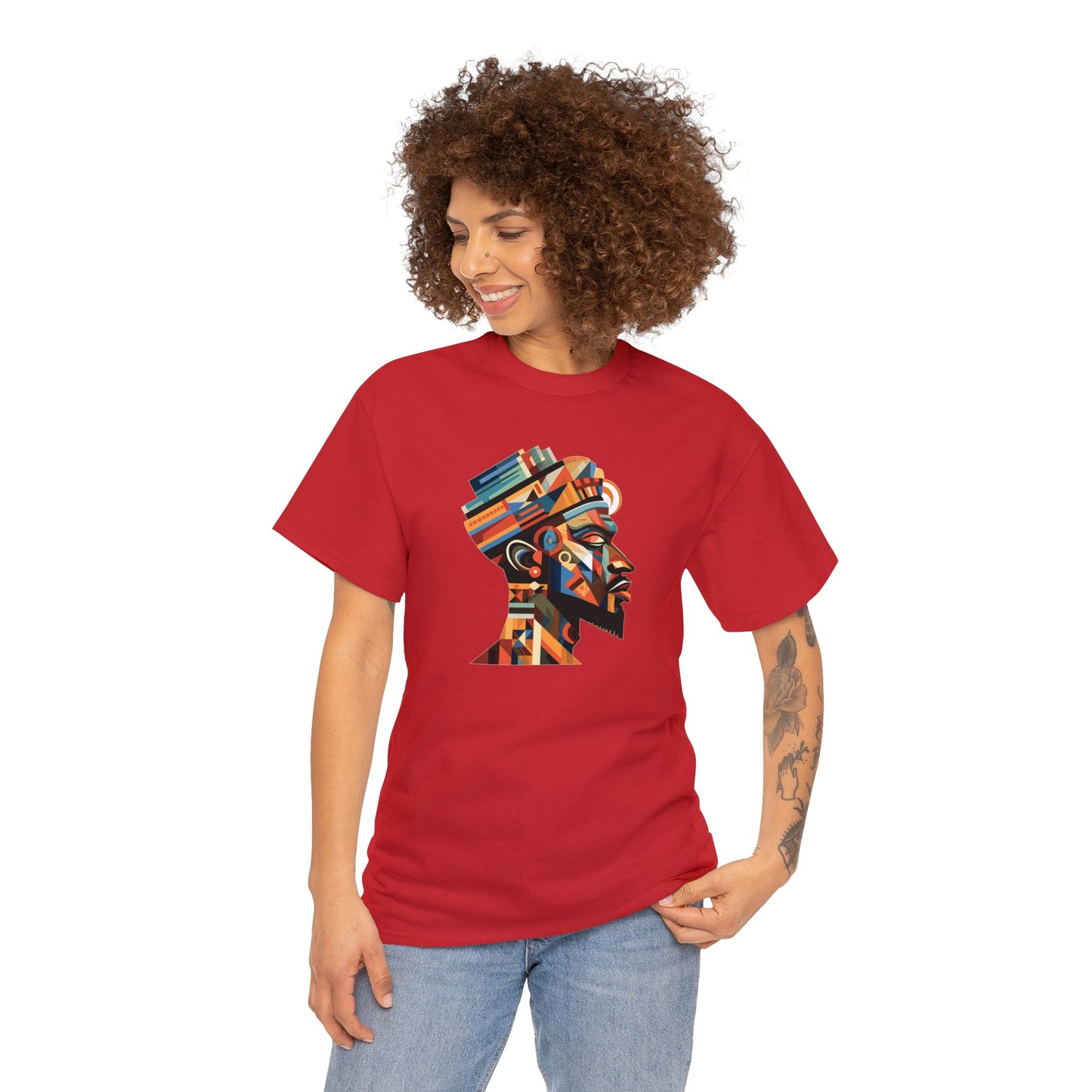 African King Cubist Art on a Unisex Heavy Cotton Tee