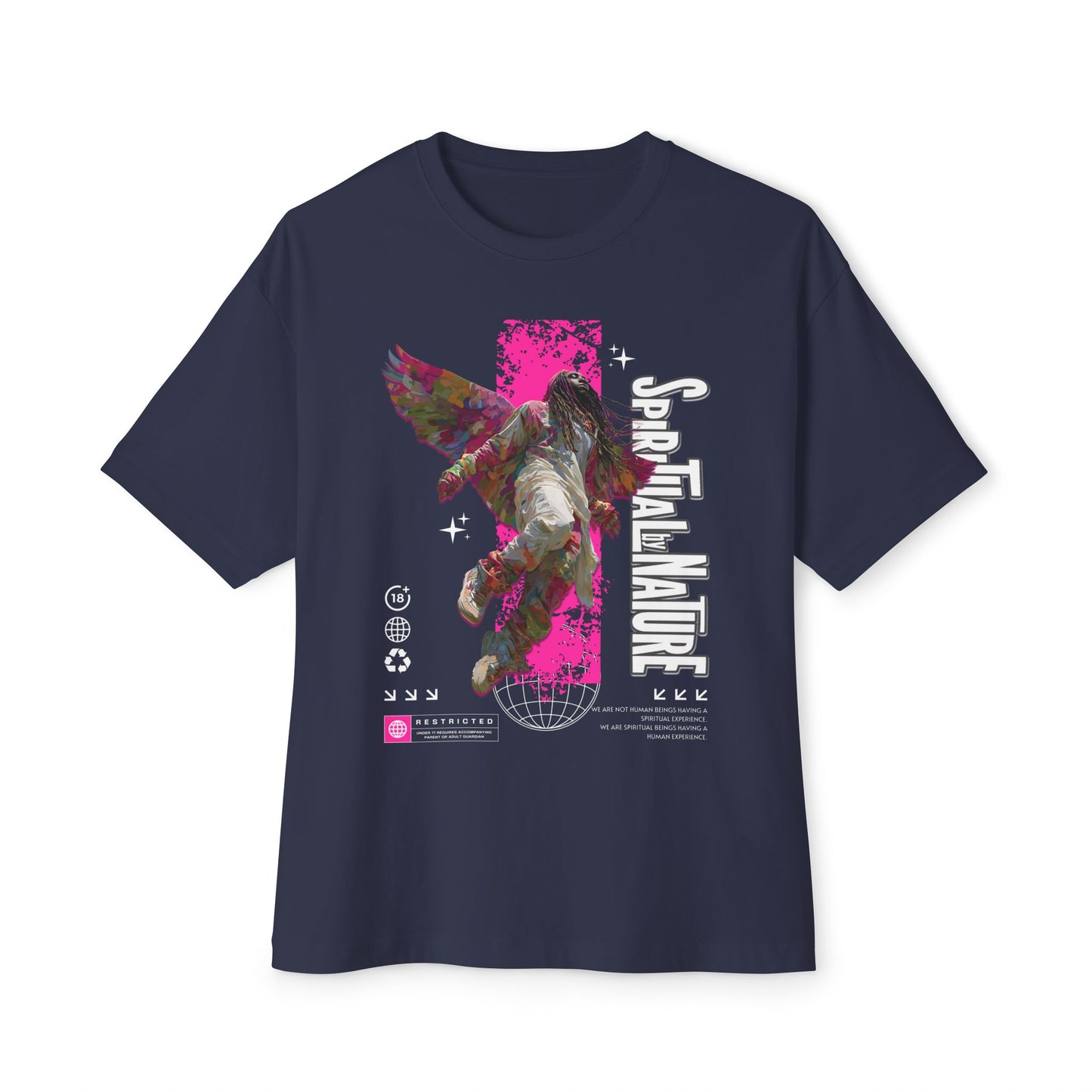 Angel Wings Oversized Boxy Tee | Bella Canvas 3010 | Unisex Cotton Streetwear | Black Pink