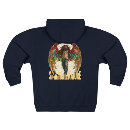 Bohemian Angel Wing Zip Hoodie Back Graphic - Cozy Unisex Sweatshirt, Gift for Art Lovers, Unique Warm Layer, Perfect for Festivals & Everyday Wear