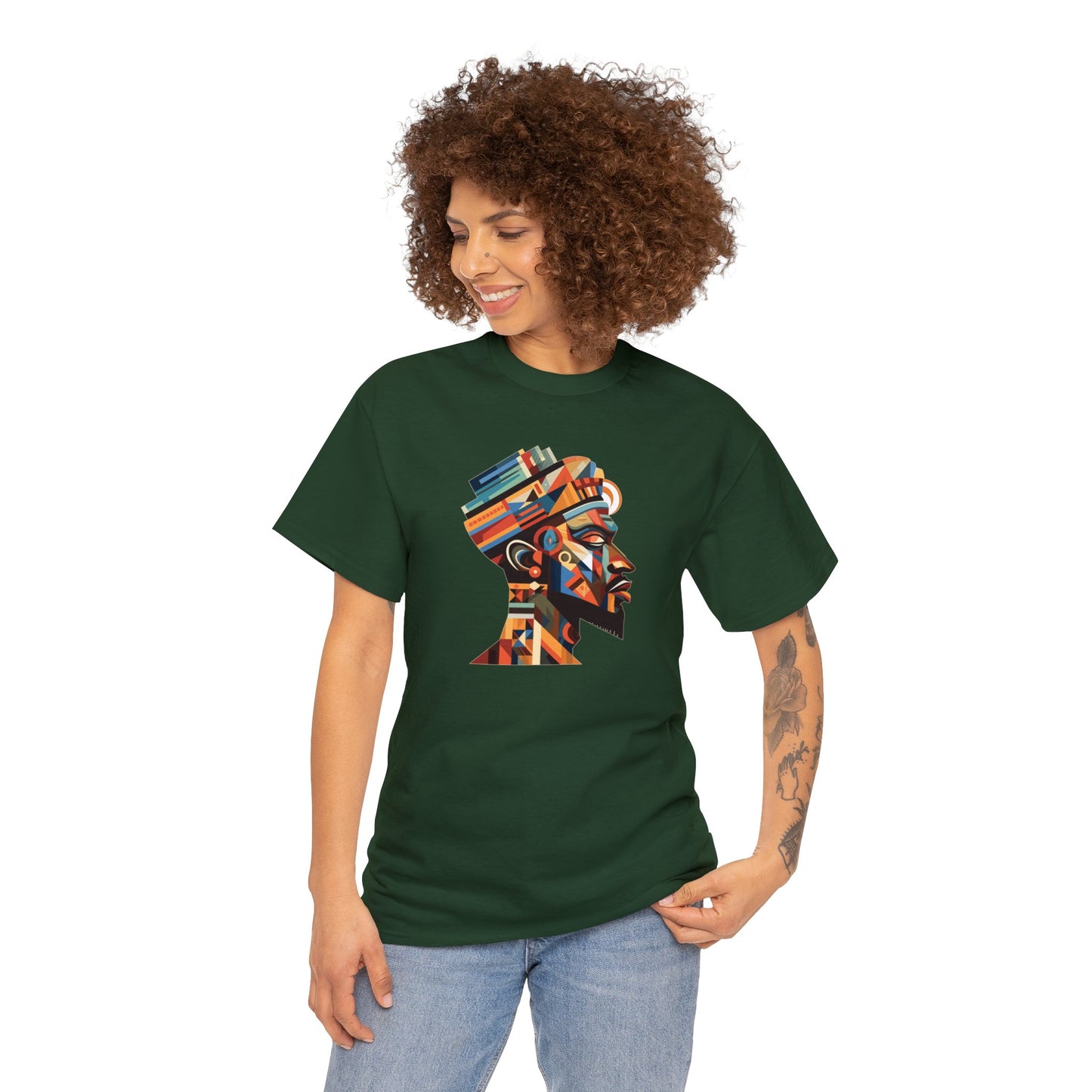 African King Cubist Art on a Unisex Heavy Cotton Tee