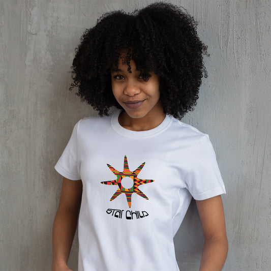 Graphic Tee, Ghanaian Nsoromma Symbol w/ Pattern, Adinkra Print Shirt, Colorful cotton t-shirt, African Design Tshirt, Ethnic Symb