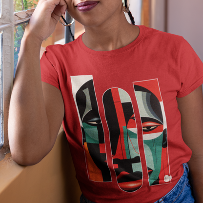 Gilden Graphic Tshirt, Unique Abstract Cubism Style Graphic T-Shirt Cotton Tee for Art Lovers and African American Cultural Enthusiasts