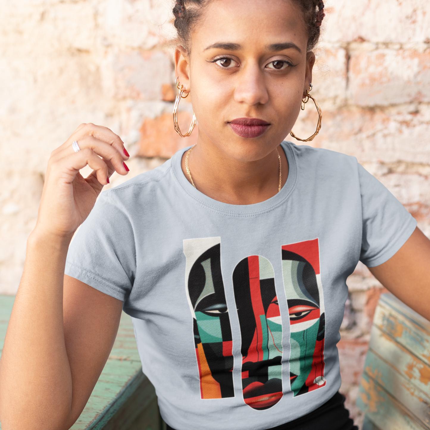 Gilden Graphic Tshirt, Unique Abstract Cubism Style Graphic T-Shirt Cotton Tee for Art Lovers and African American Cultural Enthusiasts