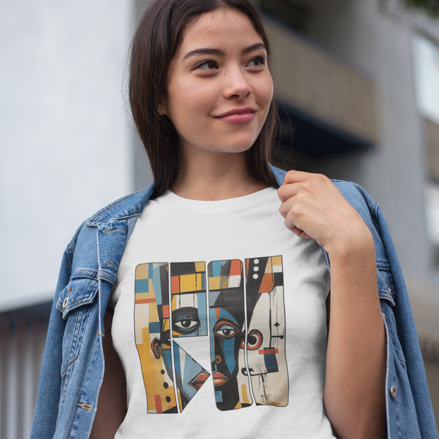 Graphic Tshirt, Abstract Cubism Style Graphic T-Shirt Cotton Tee for Art Lovers and African American Cultural Enthusiasts