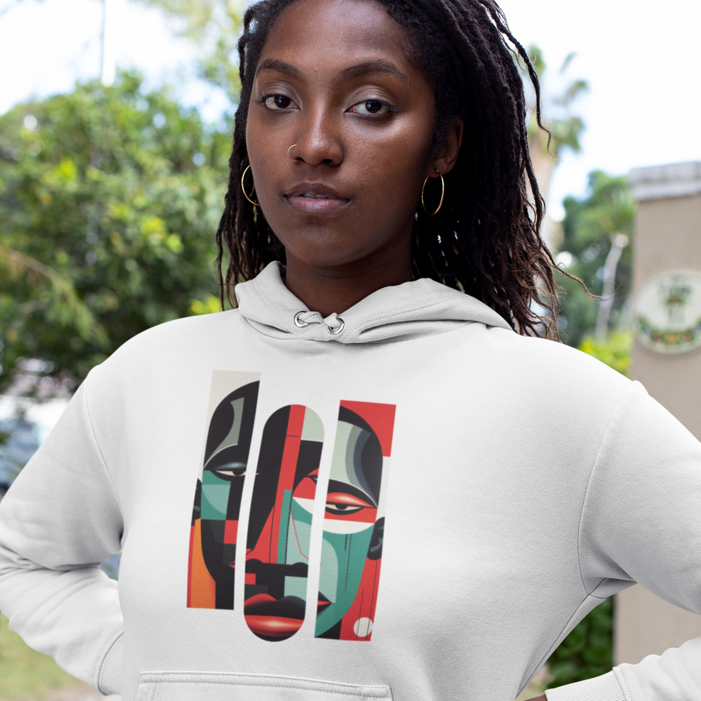 Unisex Hoodie Sweatshirt with Unique Abstract Cubism Style Art Graphic for Art Lovers