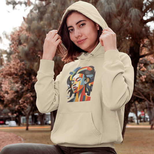 Unisex Hoodie Sweatshirt with Unique Abstract Cubism Style Art Graphic for Art Lovers