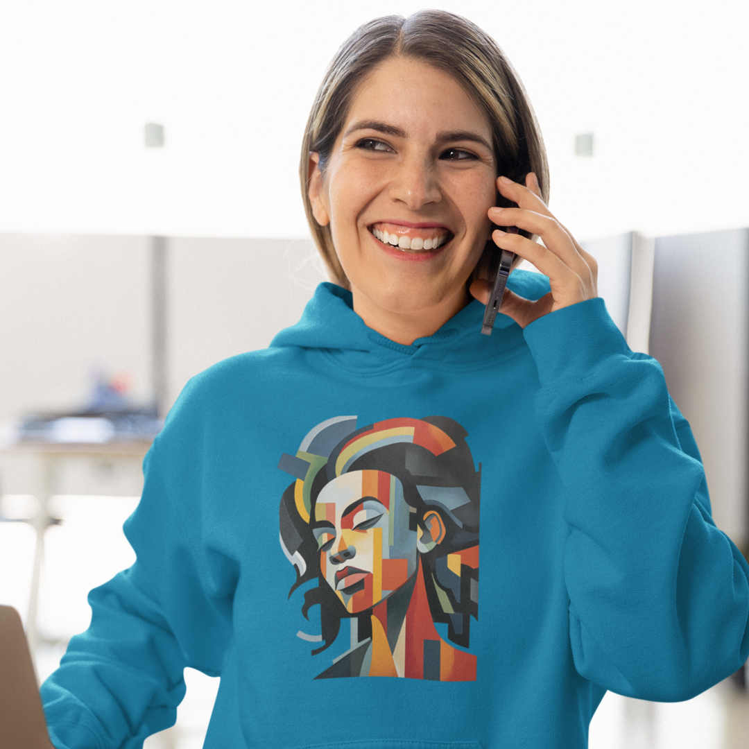 Unisex Hoodie Sweatshirt with Unique Abstract Cubism Style Art Graphic for Art Lovers