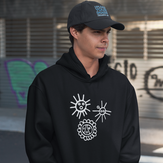 Taino Suns Unisex Hoodie, Unisex Hoodie with Taino Sun Symbols, Puerto Rican Taino Petroglyph Hoodie