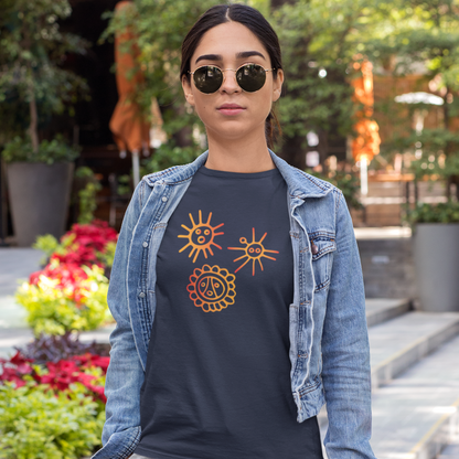 Unisex Cotton T-shirt with Taino Suns Design, Unisex Graphic Tee Sun Symbols, Puerto Rican Taino Petroglyph Tshirt