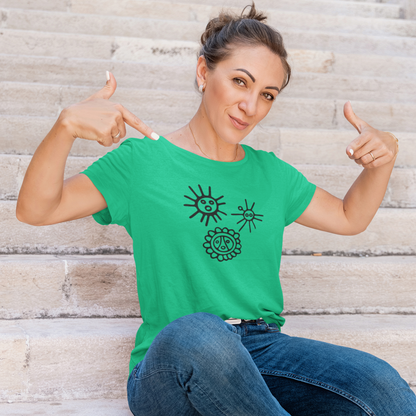 Unisex Cotton T-shirt with Taino Suns Design, Unisex Graphic Tee Sun Symbols, Puerto Rican Taino Petroglyph Tshirt