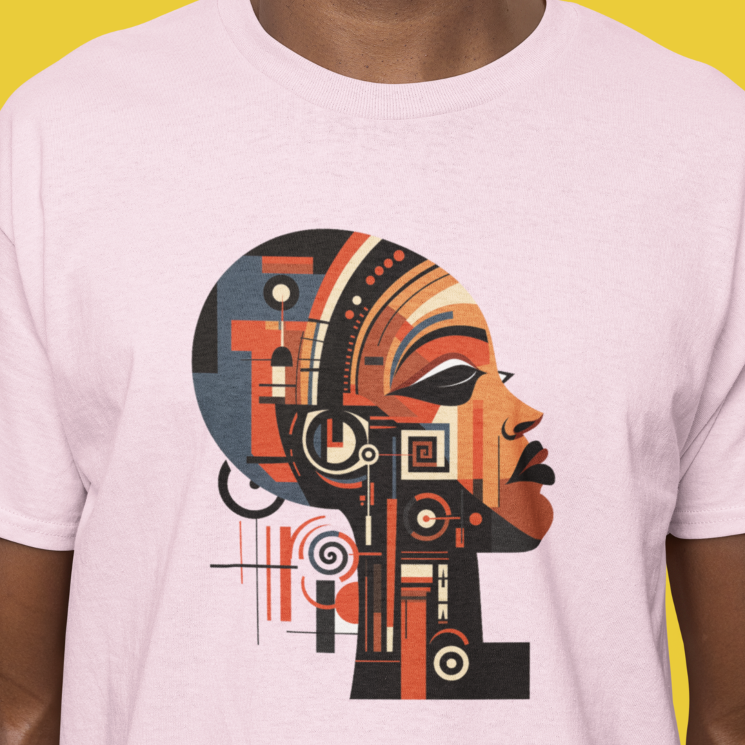 African Queen Cubist Art on a Unisex Heavy Cotton Tee