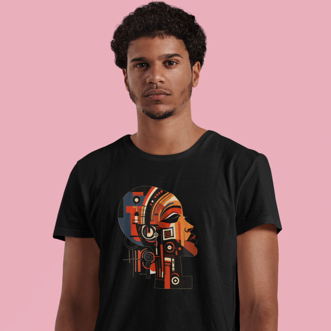 African Queen Cubist Art on a Unisex Heavy Cotton Tee