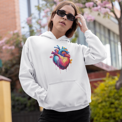 Unisex Hoodie Sweatshirt with Unique Abstract Style Heart Graphic for Art Lovers